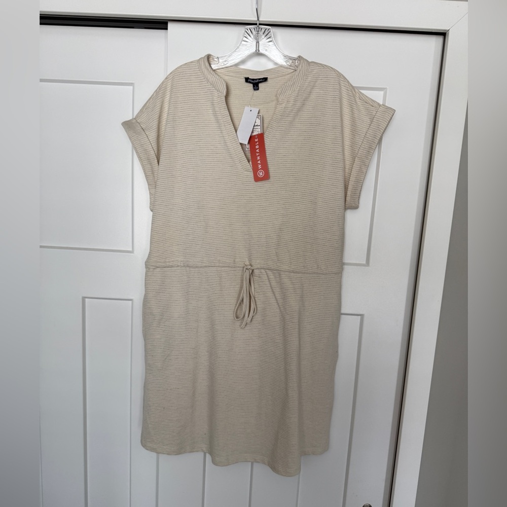 Flag & Anthem size L Beige Cotton Blend Dress - NWT